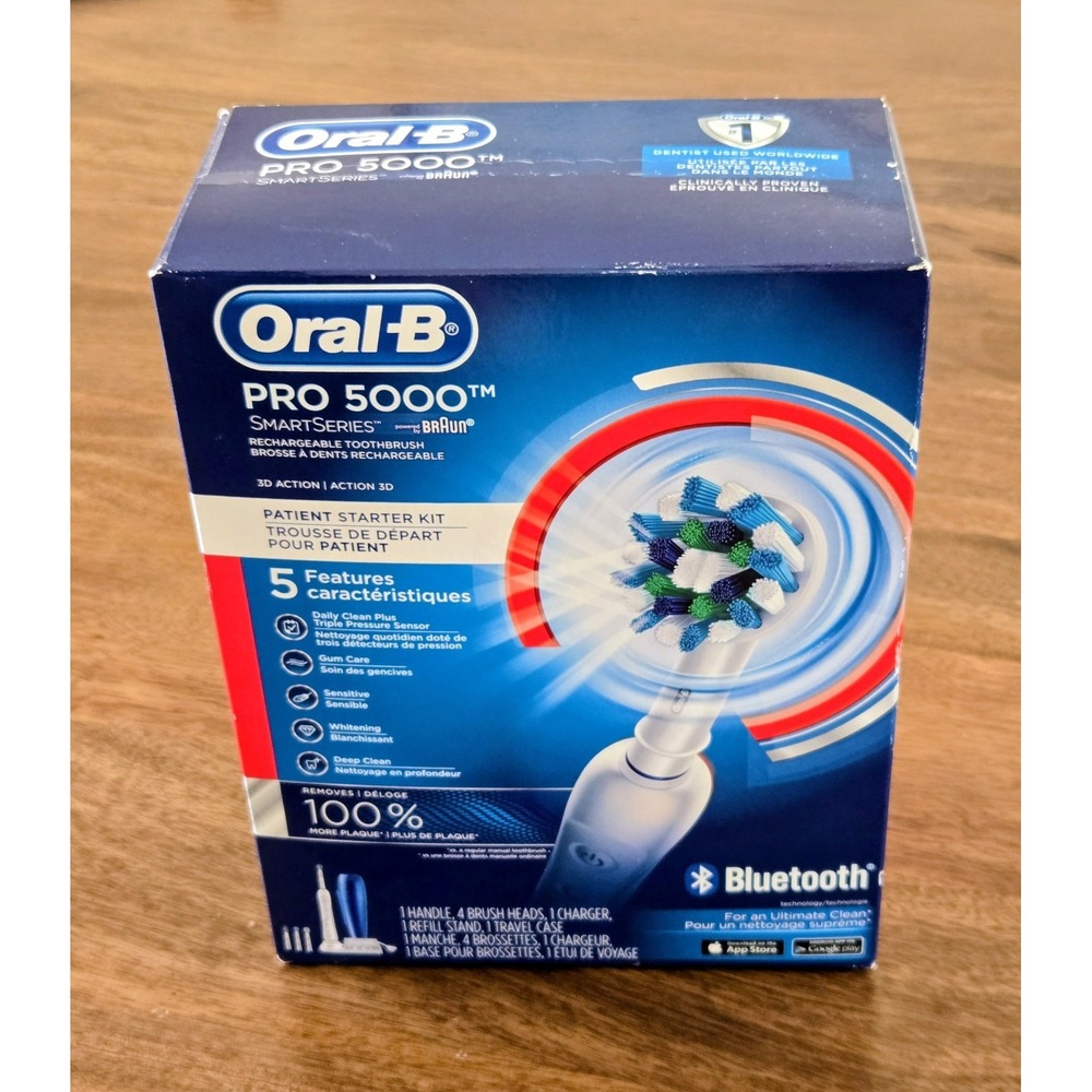 Oral-B Pro 5000 SmartSeries Electric Toothbrush Rechargeable Bluetooth White